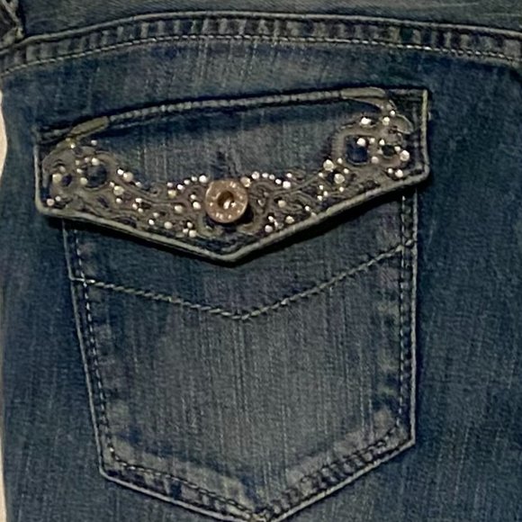 Guess Foxy Flare Jeans Flare Low Rise Stretch Embellished Denim NWT 32 - Picture 4 of 11